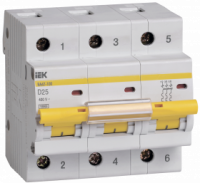 Автоматический выключатель IEK 3П 10 кА D 25 А